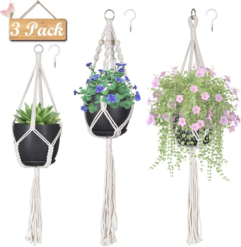 HmiLU Macrame Plant Hangers, Hanging Planters