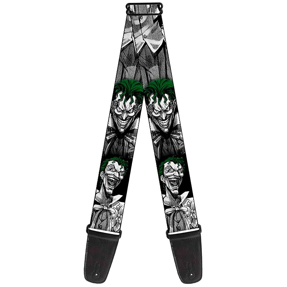 Buckle-Down GS-WJK015 guitar strap Laughing Joker Design, Black/White, 34-60"