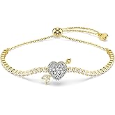 Swarovski Idyllia bracelet, Mixed cuts, Heart with arrow, White, Gold-tSwarovski One plated