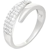 KOFISNI Dainty Wedding Ring for Women Non Tarnish Trendy Stacking CZ Thumb Band Adjustable Wrap Twist Open Statement Rings Fashion Promise Jewelry Gift