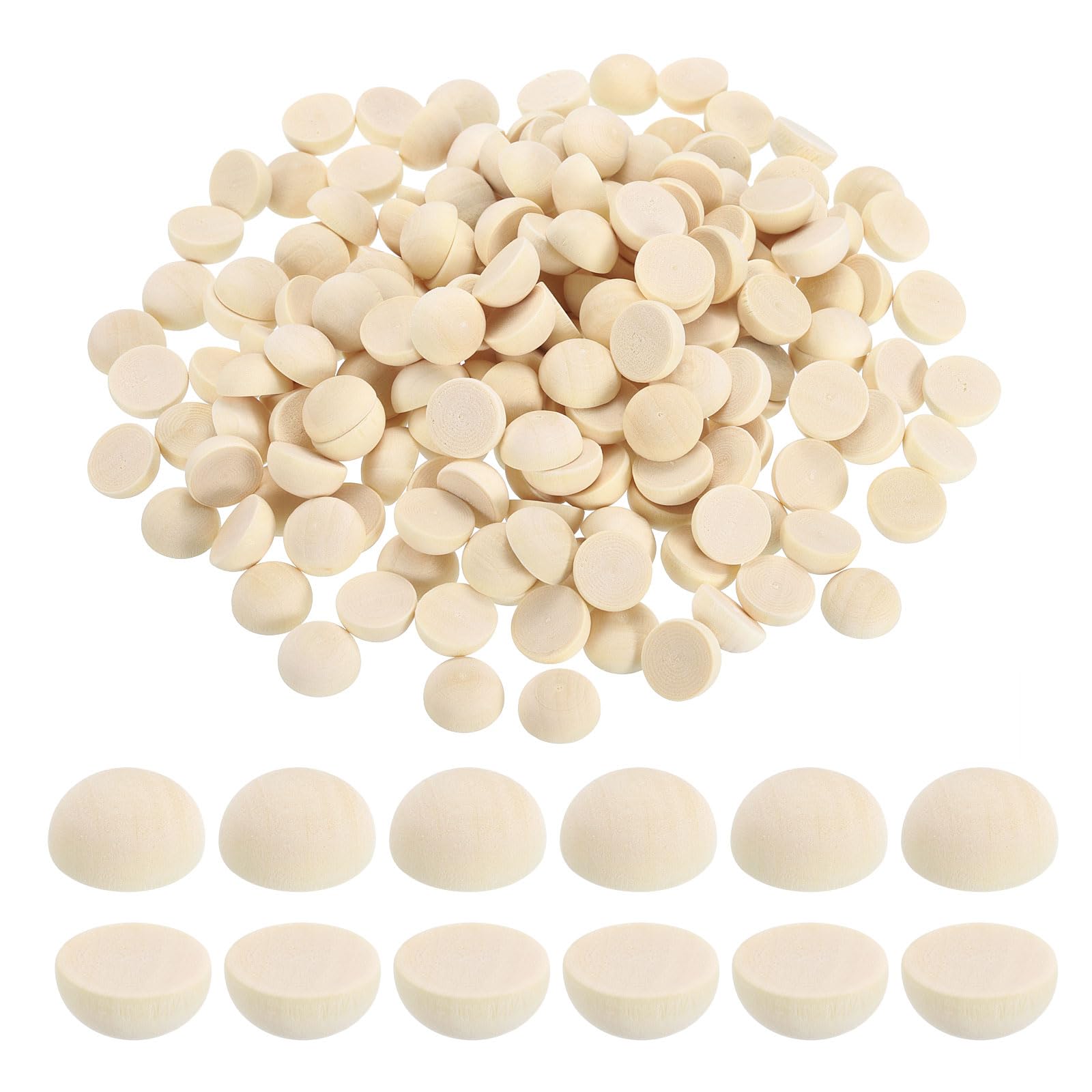 PATIKIL 12mm Half Wood Beads, 250 Pack Unfinished Natural Wooden Beads Round Split Wood Balls for Craft Art Ornaments Painting