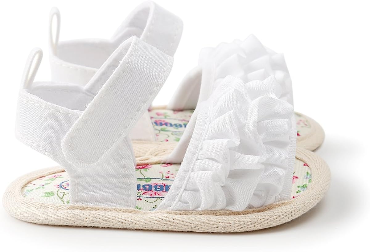  | Meckior Baby Toddler Infant Girls PU Leather Soft Closed Toe Summer Sandals Flower Princess Flat Shoes | Sandals