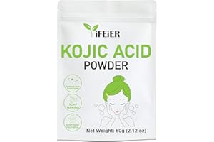 iFEiER Pure Kojic Acid Powder 60g(2.12oz) for Skincare Products and Homemade Cosmetics. Natural and Organic Kojic Acid Dipalmitate Powder for DIY lotions | creams | serums | soaps