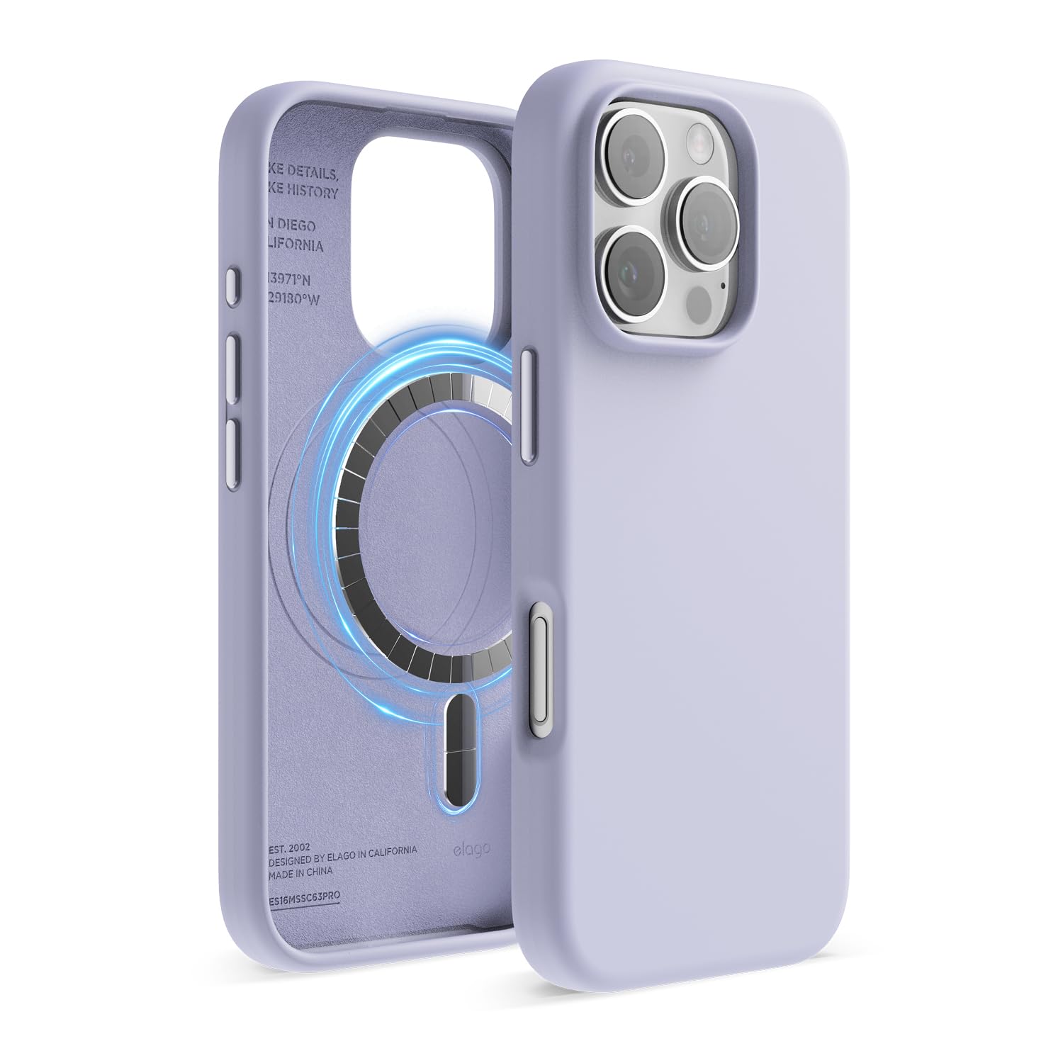 elago Magnetic Silicone Case Compatible with iPhone 16 Pro Case 6.3 Inch Compatible with All MagSafe Accessories - Built-in Magnets, Soft Grip Silicone, Shockproof (Purple)