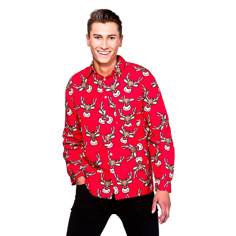 Wicked Costumes Mens Adult Reindeer Christmas Shirt (Men: Small)
