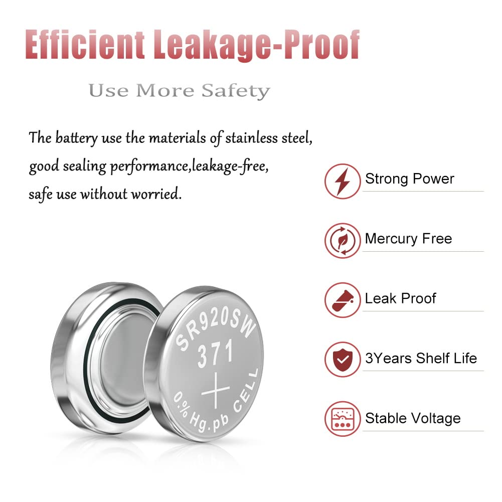 SR920SW Batteries Button Cell AG6 371 V371 Pack of 10 SR920SW 1.5V Alkaline Battery (20 Pack)