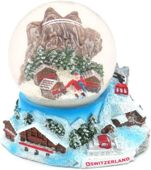 Chalet and Skiers Winter White Snow Snow Globe 10 cm Amazon.co.uk