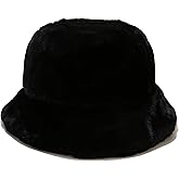 Umeepar Winter Faux Fur Fuzzy Bucket Hat Fluffy Warm Hat for Women Men