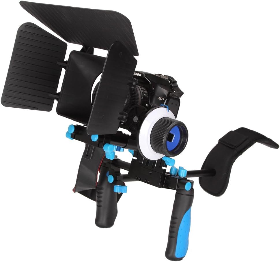 Camgeeker DSLR RIG with Follow Focus and Matte Box for Video Camcorder Camera DV DSLR Cameras