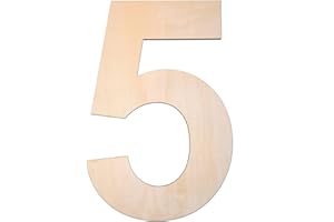 HGWOUY 12 Inch Unfinished Wooden Number 5, 1/4 Inch Thick Blank Wood Numbers for Wall Decor DIY Crafts Project Birthday Wedding Christmas Decorations (5)
