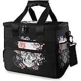 ALAZA Sugar Skull Floral The Day of Dead Large Cooler Insulated Picnic Bag Lunch Box for Adult Men Women