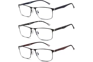 Lcbestbro 3 Pack Blue light Blocking Reading Glasses for Men, Stylish Metal Frame Readers