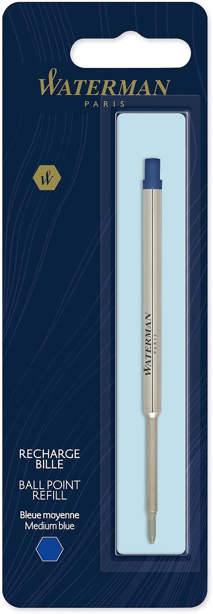 Waterman Ballpoint Pen Refill Medium Point Blue Ink 1 Count