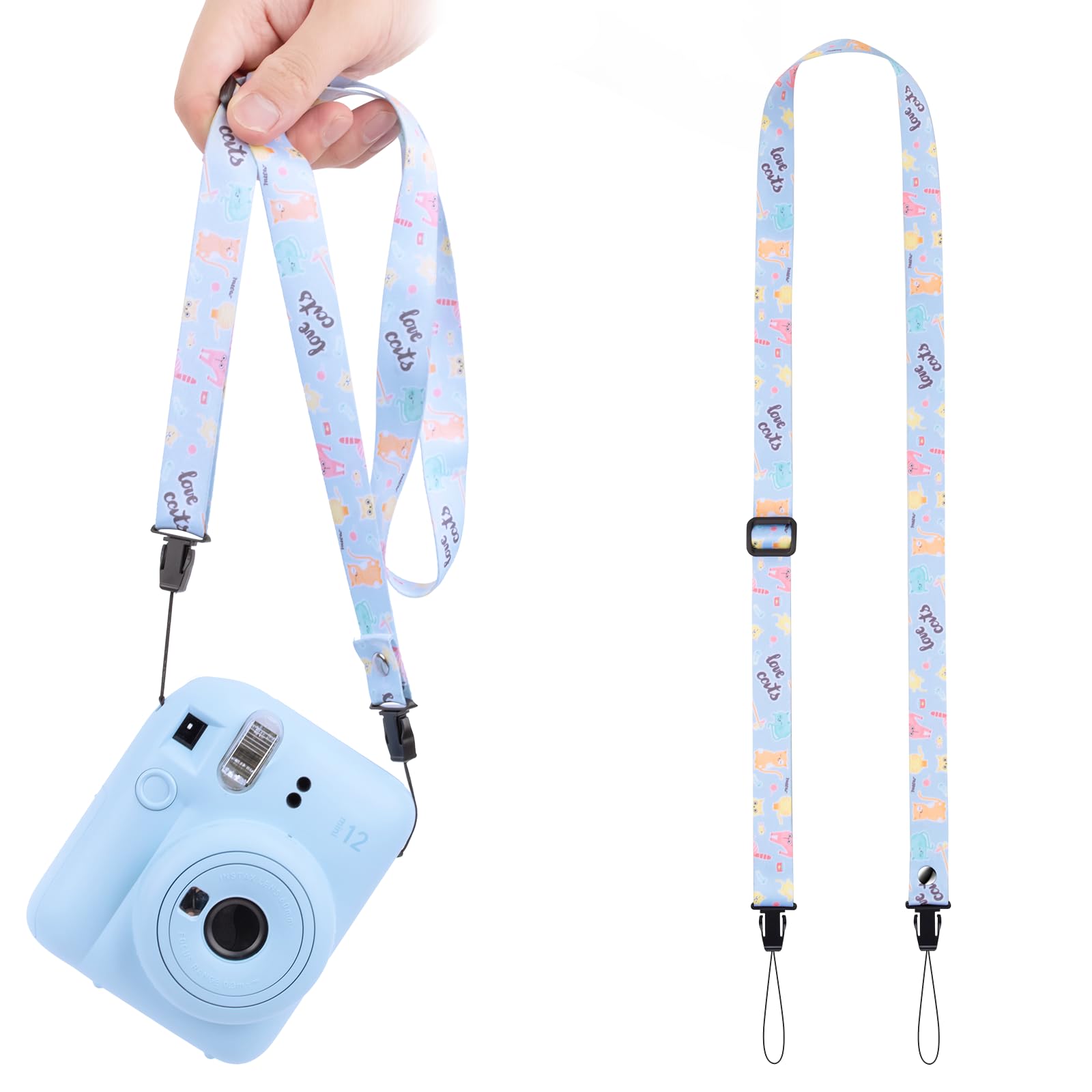 VOVMOEYA Kids Camera Strap,Children Camera Neck Strap,Lanyard for Kid Camera Compatible with Fujifilm Instax Mini Sony ZV-E10 ZV-1 ZV-1F Vlogging Camera Canon R50 M50 Nikon DSLR Camera - Blue