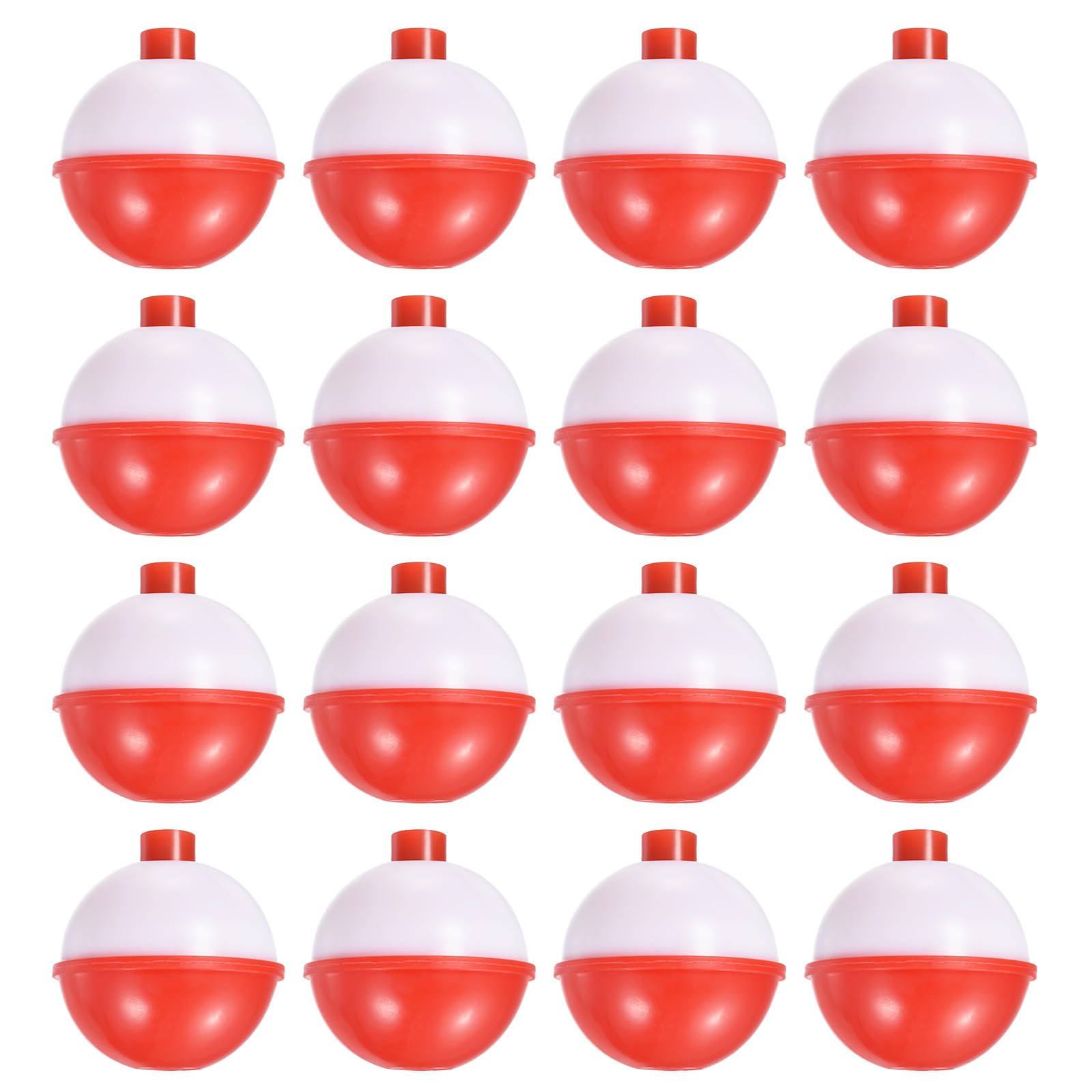 PATIKIL 1.5 Inch Fishing Bobber, 24 Pack Hard ABS Push Button Round Buoy Fishing Float Tackle, Red and White