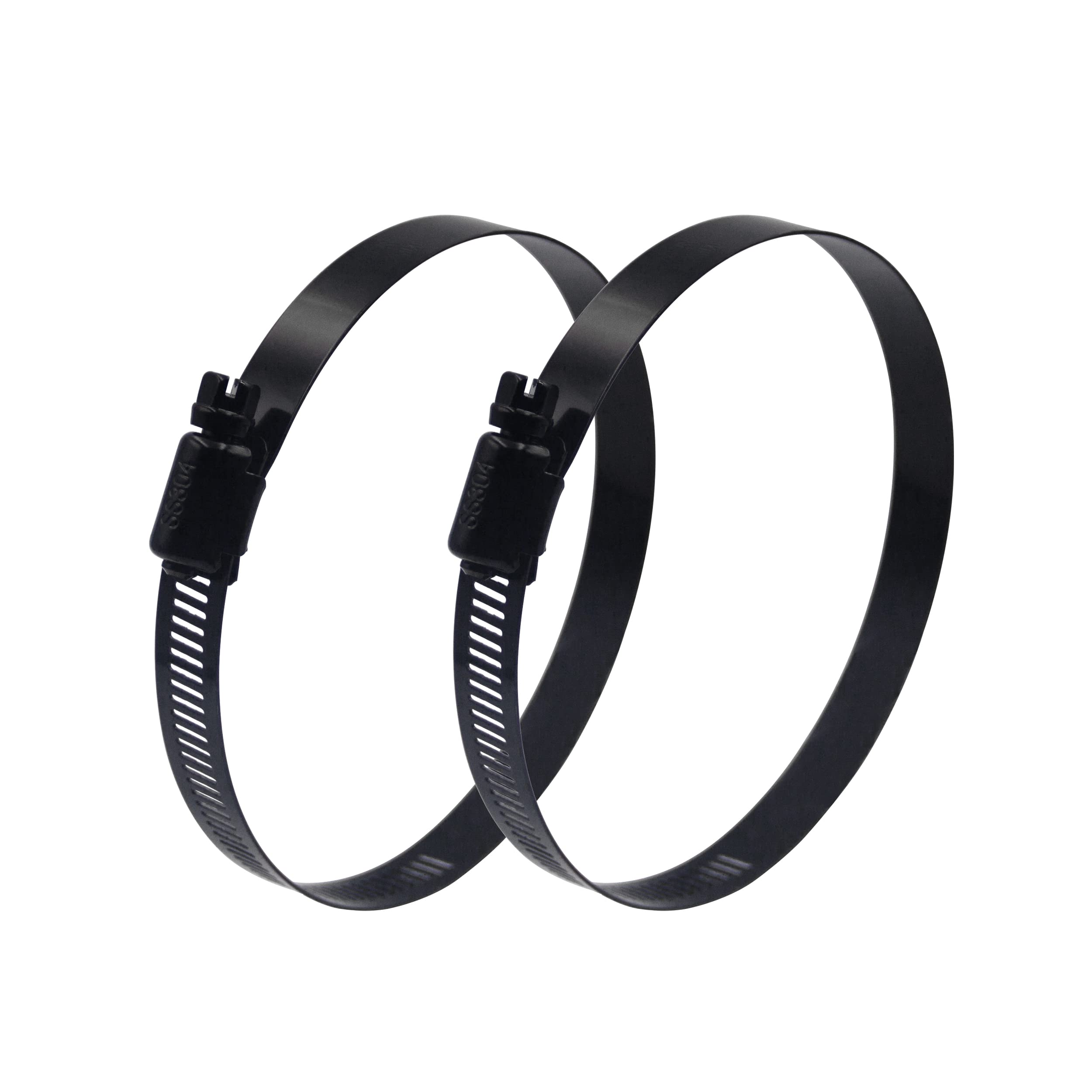 BESTYCHAO 2pcs 4 Inch Black Hose Clamp Stainless Steel Worm Gear Hose Clamp Adjustable 78-102mm Duct Clamps for Pipe, Plumbing and Tube (Black)