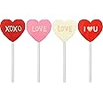 Fruidles Valentine's Lollipop Candy Sucker Assortment, Red, White, and Pink,12-Pack