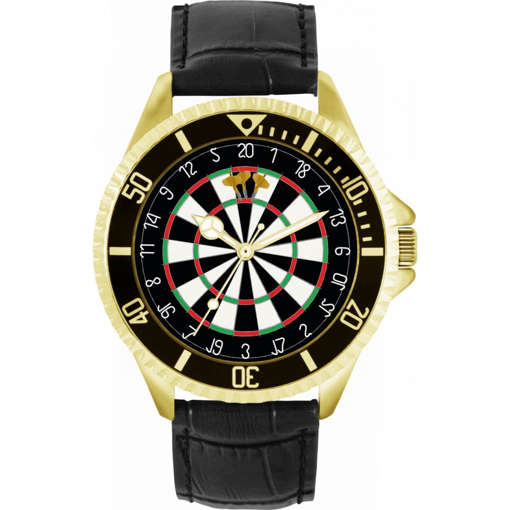 Toff London Mens Gold Dartboard 180 Watch