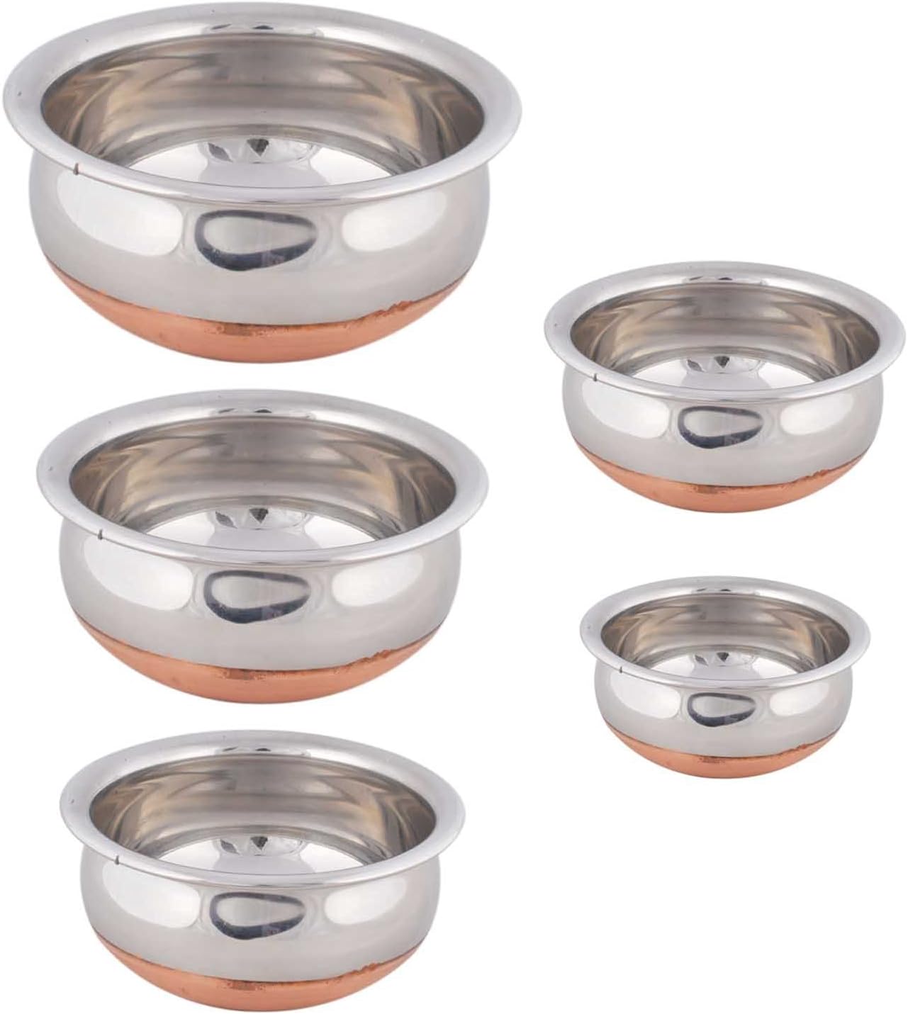 Indian Gifts Store HANDI COOKWARE 5 Pcs. Set -"COPPER BOTTOM"