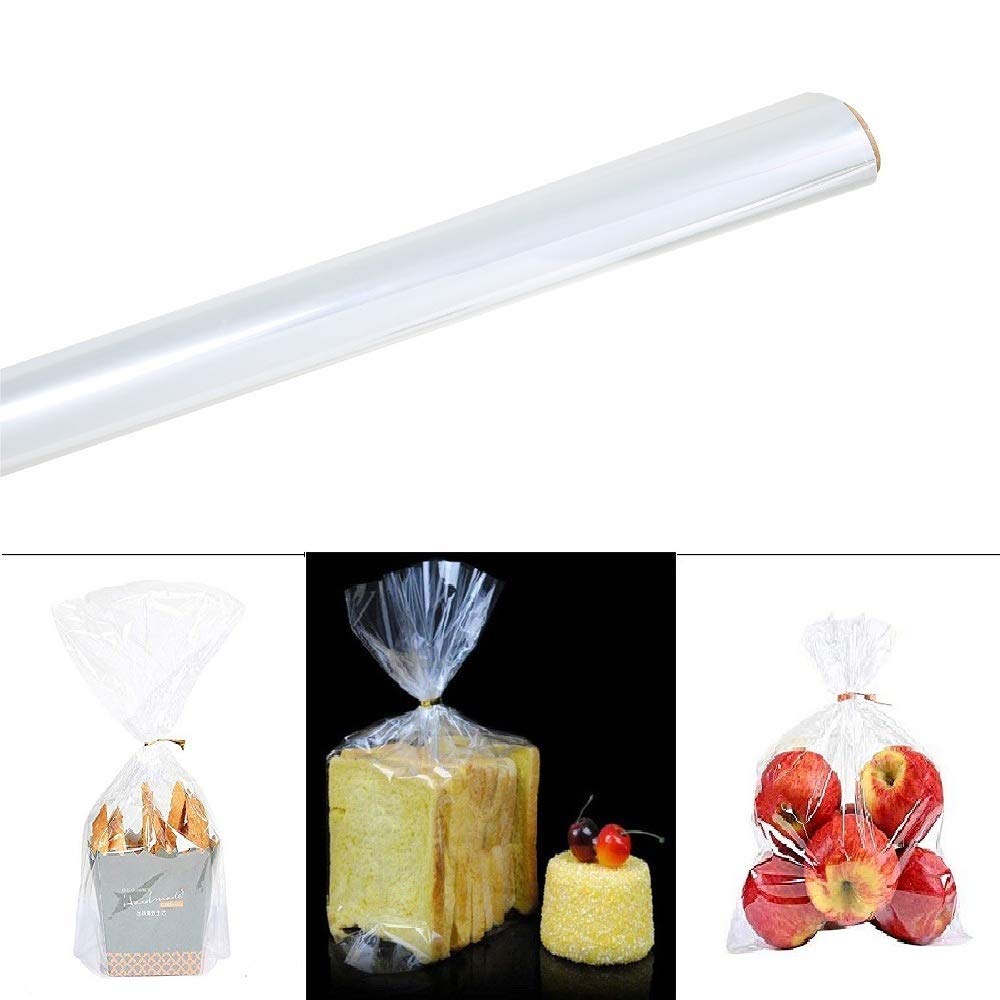 Laojbaba Clear Cellophane Wrap Roll for Gifts 100' Ft X16" Inch, 2.3