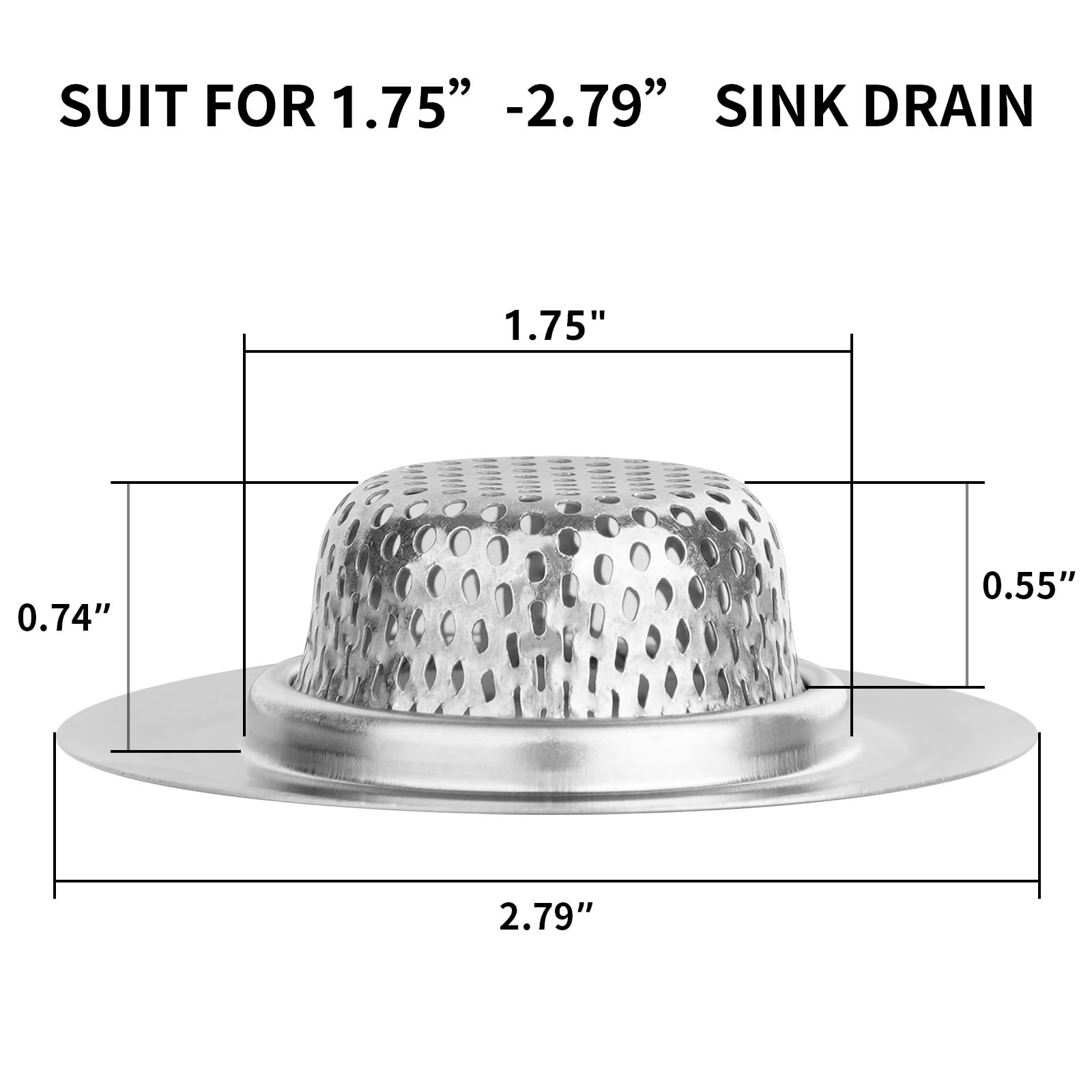 Ohtomber 2PCS Bathtub Drain Strainer - 2.79 inch Bathtub Floor Shower Hair Drain Catcher Cover, Stainless Steel Bathroom Sink Strainer Filter Basket for Bathroom Sink, Wash Basin