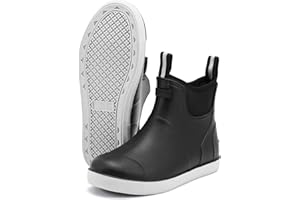 Hsttgsr Rain Boots for Men Anti-Slip Waterproof Rubber Boots Non-slip Mid Calf Garden Boots Deck Boots Mens Fashion Rain Boot