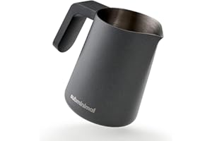 Subminimal FlowTip Milk Jug | Stovetop Milk Frothing, Foaming Pitcher for Premium Barista-Style Coffee at Home | Cappuccino & Latte Art Pouring Jug with Ergonomic Heat Resistant Handle | 450ml, Black