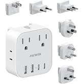 European Travel Plug Adapter Set, 8-in-1 Travel Adapter with 4 Outlets | Universal Travel Adapter, Type C/G/D/L/A/I Detachable Plugs, 4 USB Ports (2 USB C), US to UK/EU, International Power Adapter