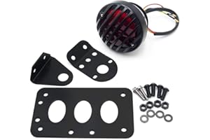 REMAIW MOTO Grill Side Mount Motorcycle Tail Light License Plate Bracket for Bobber Chopper for Yamaha for Suzuki for Kawasaki and Other Custom Bike
