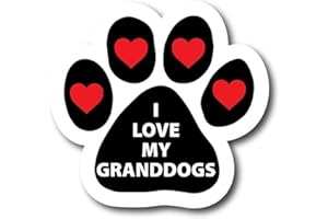 Magnet Me Up: I Love My Granddogs Pawprint Magnet Decal - 5 Inch, Heavy-Duty Automotive Magnet for Car, Truck, SUV - Show Grandparental Pet Love with This Stylish Auto Magnet - Perfect for Pet Lovers