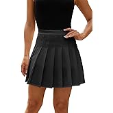 HERBATOMIA Women’s Pleated Tennis Skirt Mini School Uniform High Waist Stretchy Lining Shorts Basic Solid Skirts for Women