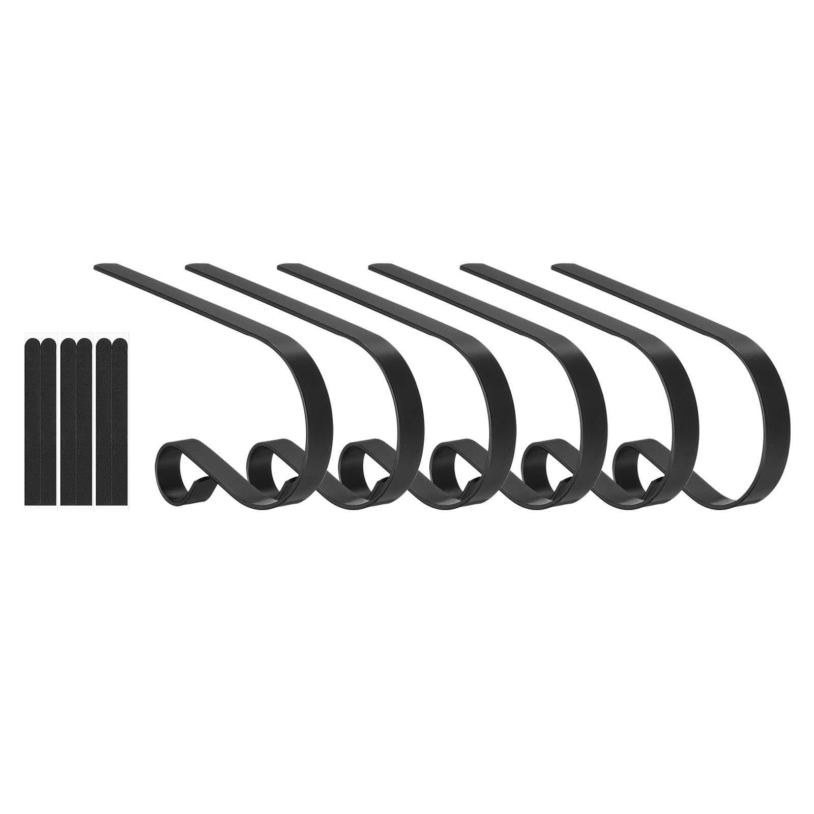 PATIKIL Christmas Stocking Holders, 6pcs Stocking Holder Stand Anti-Slip Metal Hooks Multi-use Adjustable for Fireplace Indoor Christmas Decorations, Black