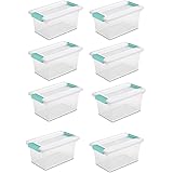 Sterilite New Medium Clip Box Clear Storage Tote Container with Lid (8 Pack)