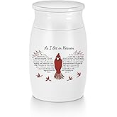 SOITIS Small Urns for Human Ashes Aluminium Mini Keepsake Urn Red Bird Small Cremation Urns for Ashes Memorial Ashes Keepsake- As I Sit in Heaven