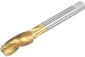 uxcell Spiral Flute Threading Tap 1/2-20 UNF, HSS (High Speed Steel) Titanium Plated Machine Thread Screw Tap 3 Flutes Tappin