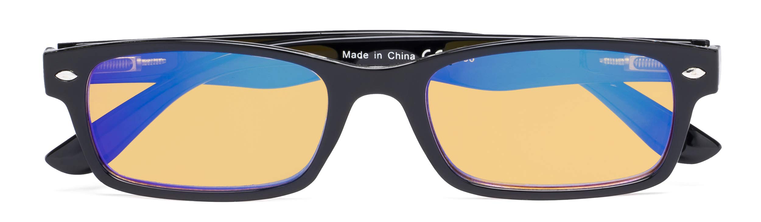 CessBlu Amber Tinted Digital Blue Light Blocking Glasses for Men Women Reading Computer (Black)+0.5