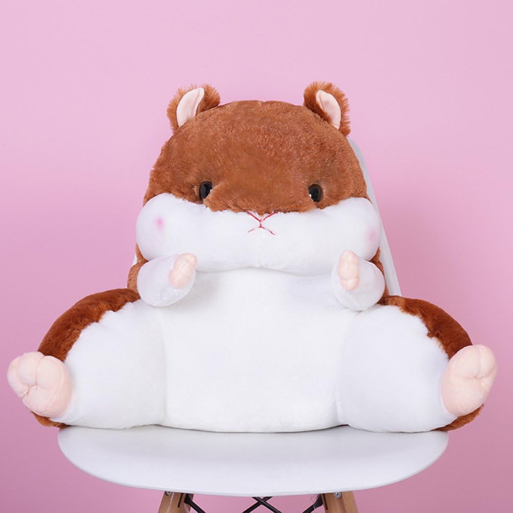WAIT FLY Lovely Cartoon Hamster Shaped Plush Lumbar Pillows Waist Rest Cushion Bedrest Reading Pillows Chair Back Cushion for Bedroom Office Car: Home & Kitchen