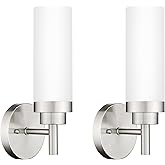 Emak Brushed Nickel Sconces Wall Lighting, Modern Vanity Lights with Milk Glass Shade, Wall Sconce for Bathroom, Bedroom, Liv