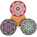 Absorbent Ceramic Stone Coasters for Drinks: Mandala Drink Coaster Set with Cork Back - Round Coasters and Holder Box for Home, Office, Bar - Coffee Table Beverage Cup Mat Sets - 4 Inch, Set of 6