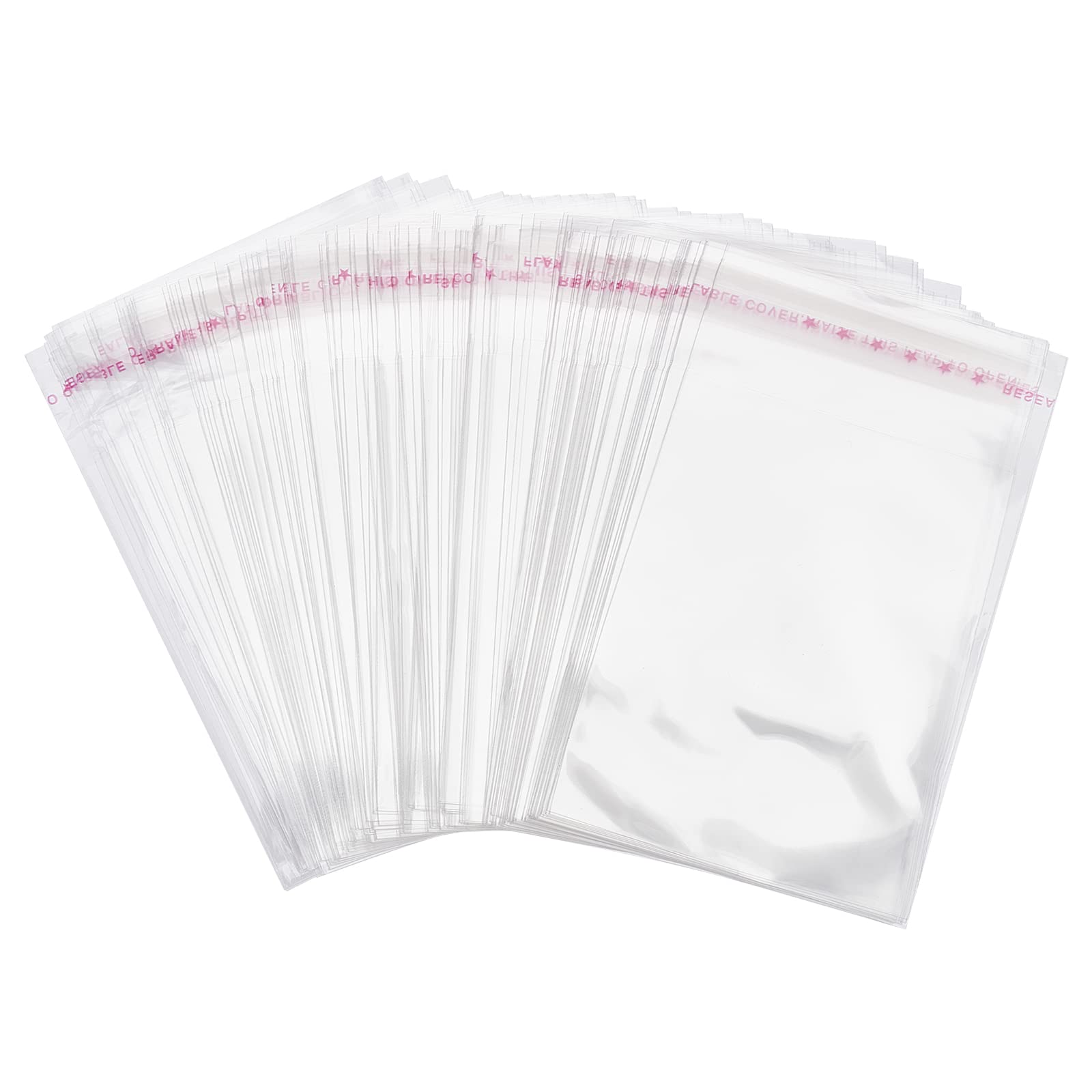NBEADS 1000 Pcs Clear Plastic Bags Grip Peel & Seal Strong Packing Self Adhesive Opp Cellophane Bags, 100x60mm