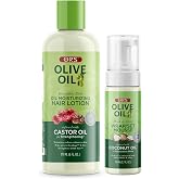 ORS Olive Oil Wrap Set Mousse &amp; Moisturizing Hair Lotion with Castor &amp; Coconut Oil (2 Piece Set)