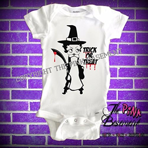 HANDMADE Happy Halloween Costume Gothic Goth Baby Blood Betty Cartoon clothes Girls Unisex Newborn Infant Onesies Gift Clothing Gifts Present Custom