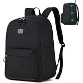 Hanke Expandable Laptop Backpack, 24L-30L Carry On Travel Backpack, Black | Fits 15.6 Inch Laptop, Water-Resistant, 180&deg; Opening, College and Work Bag for Women Men, Personal Item Bag, Trolley Sleeve