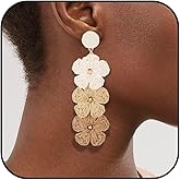 Raffia Flower Earrings for Women Boho Beach Summer Floral Handmade Jewelry Lightweight Vacation Party Accessories Spring 2026 Trendy Design