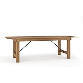 Flash Furniture Hercules Series 8' x 40" Rustic Solid Pine Folding Dining Table, Rectangular Antique Farmhouse Dining and Eve