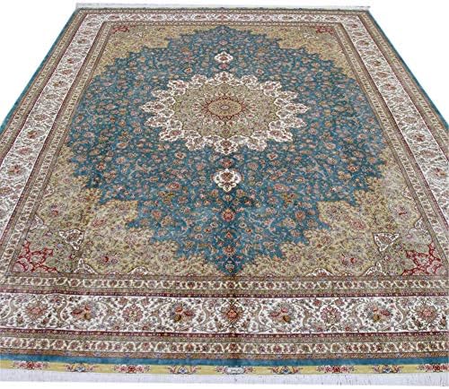 YILONG CARPET 10'x14' Hand Knotted Oriental Rugs for Sale Area Carpet Blue Traditional Rugs for Living Room Persian Rug 10x14