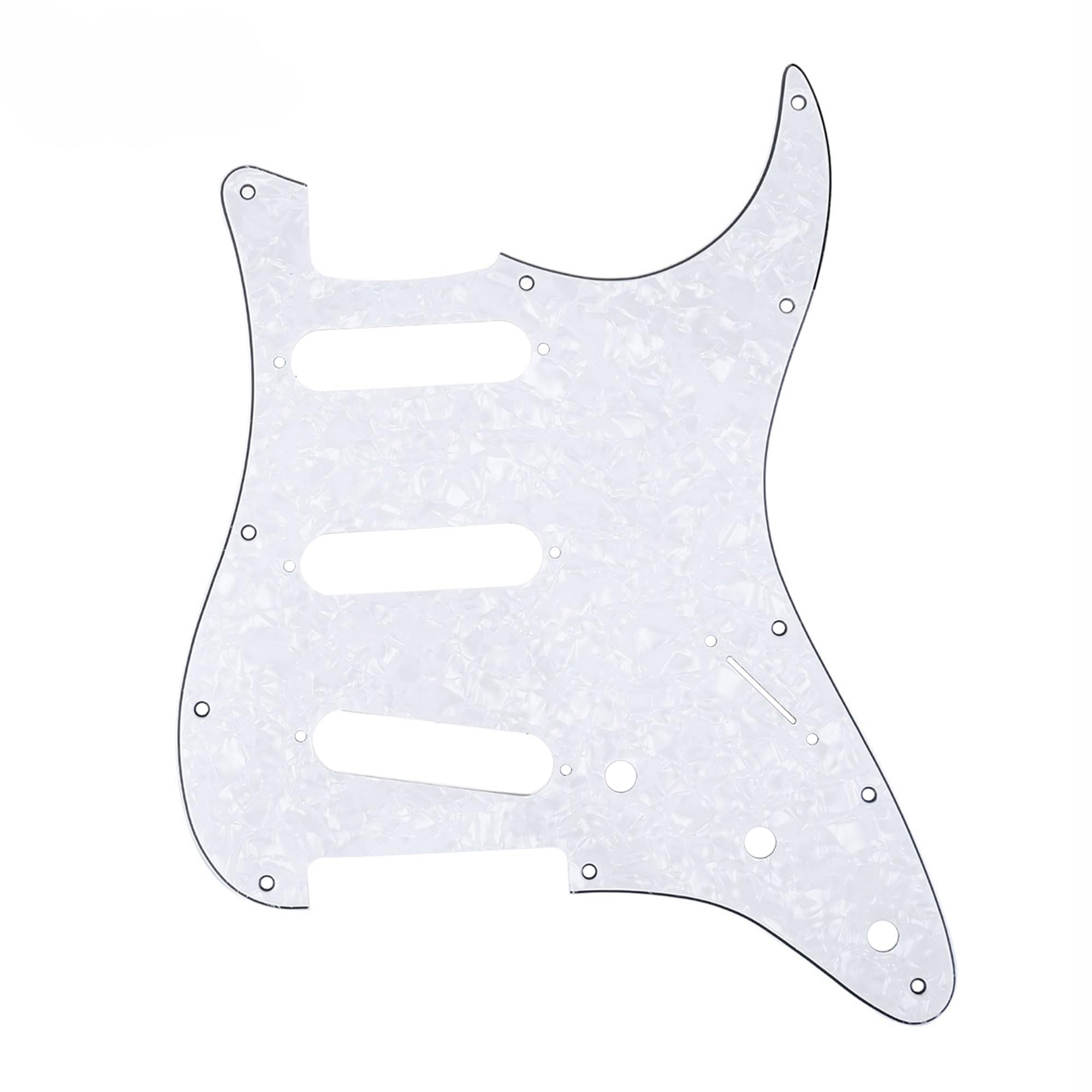 Musiclily 11 Hole SSS Strat Pickguard Scratch Plate for Fender USA/Mexican Standard Stratocaster Modern Style Electric Guitar, 4Ply White Pearl โ image 1