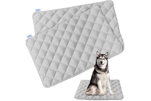 Magik & Kover Dog Crate Pad 2 Pack (36" x 23"), Soft Dog Crate Mat with Anti-Slip Bottom, Machine Washable Kennel Pad, Fits 36 Inch, Grey