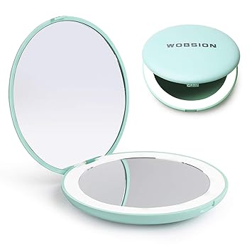 Amazon Com Wobsion Led Lighted Travel Makeup Mirror 1x 10x Magnification Compact Mirror Portable For Handbag Purse Pocket 3 5 Inch Illuminated Folding Mirror Handheld 2 Sided Mirror Round Cyan Beauty wobsion led lighted travel makeup mirror 1x 10x magnification compact mirror portable for handbag purse pocket 3 5 inch illuminated folding