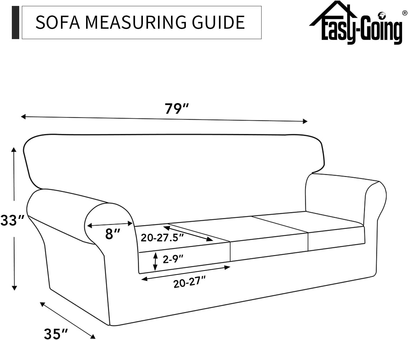 Easy-Going 4 Pieces Stretch Soft Couch Cover for Dogs - Washable Sofa Slipcover for 3 Separate Cushion Couch - Elastic Furniture Protector for Pets, Kids (Sofa, Dark Gray): Furniture & Decor